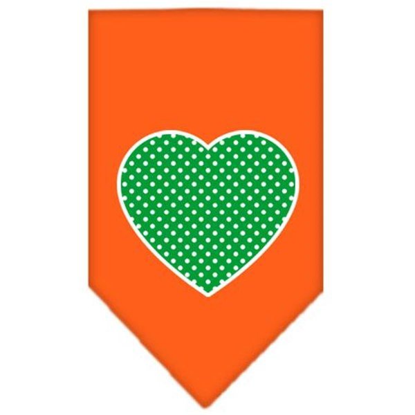 Unconditional Love Green Swiss Dot Heart Screen Print Bandana Orange Large UN757638